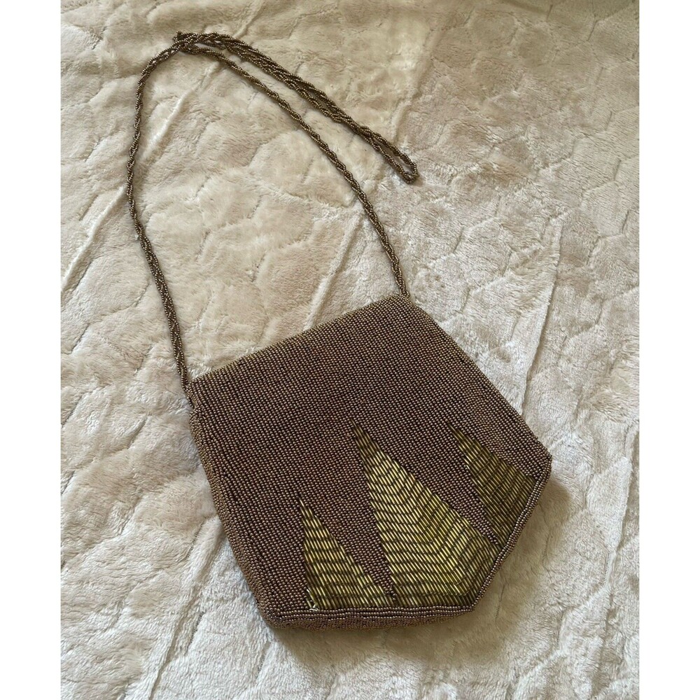 VTG. Beaded Purse Evening Bag - 1980s?‎ Gold/Copper (See Photos).